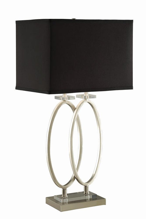 Izuku Rectangular Shade Table Lamp Black and Brushed Nickel - U&U Home Budget Furniture (Carteret, NJ)