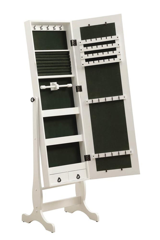 Batista Jewelry Cheval Mirror with Drawers White - U&U Home Budget Furniture (Carteret, NJ)