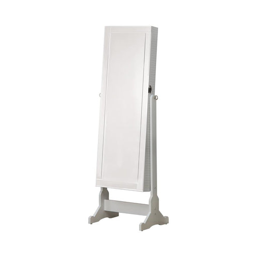 Zayas Storage Jewelry Cheval Mirror White - U&U Home Budget Furniture (Carteret, NJ)
