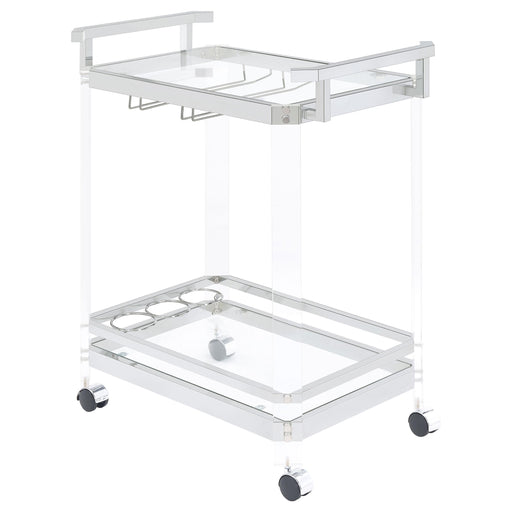 Jefferson 2-tier Glass Serving Cart Clear - U&U Home Budget Furniture (Carteret, NJ)