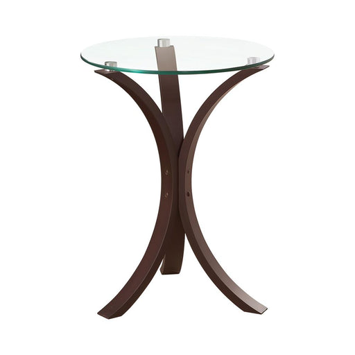Edgar Round Accent Table Cappuccino - U&U Home Budget Furniture (Carteret, NJ)