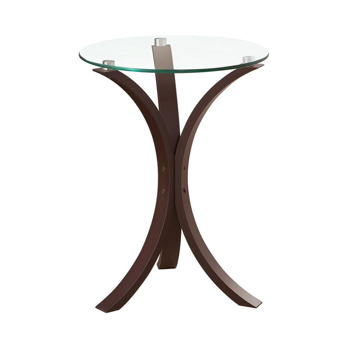 Edgar Round Accent Table Cappuccino - U&U Home Budget Furniture (Carteret, NJ)