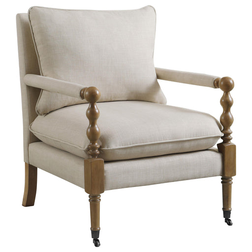 Dempsy Upholstered Accent Chair with Casters Beige - U&U Home Budget Furniture (Carteret, NJ)