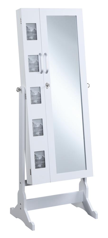 Doyle Jewelry Cheval Mirror with Picture Frames White - U&U Home Budget Furniture (Carteret, NJ)