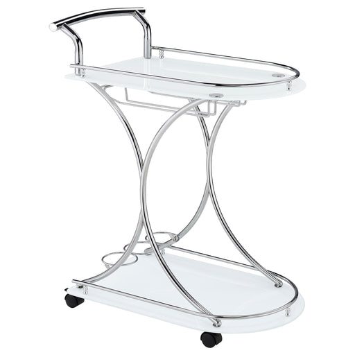 Elfman 2-shelve Serving Cart Chrome and White - U&U Home Budget Furniture (Carteret, NJ)