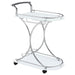 Elfman 2-shelve Serving Cart Chrome and White - U&U Home Budget Furniture (Carteret, NJ)