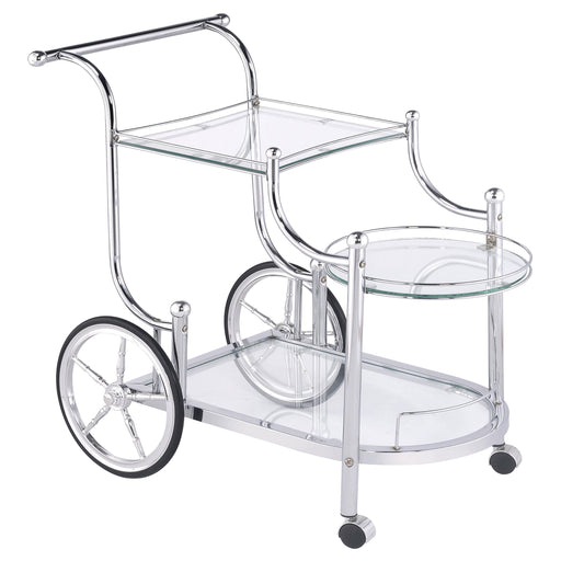 Sarandon 3-tier Serving Cart Chrome and Clear - U&U Home Budget Furniture (Carteret, NJ)