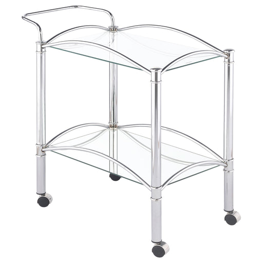 Shadix 2-tier Serving Cart with Glass Top Chrome and Clear - U&U Home Budget Furniture (Carteret, NJ)