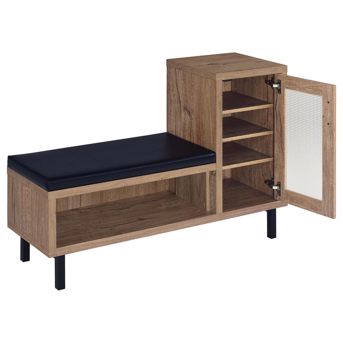 Teller 1-door Entryway Shoe Storage Cabinet Natural Oak - U&U Home Budget Furniture (Carteret, NJ)