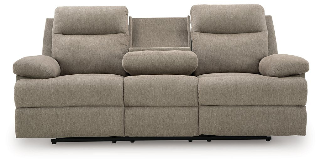 Side-Swipe Reclining Sofa with Drop Down Table - U&U Home Budget Furniture (Carteret, NJ)