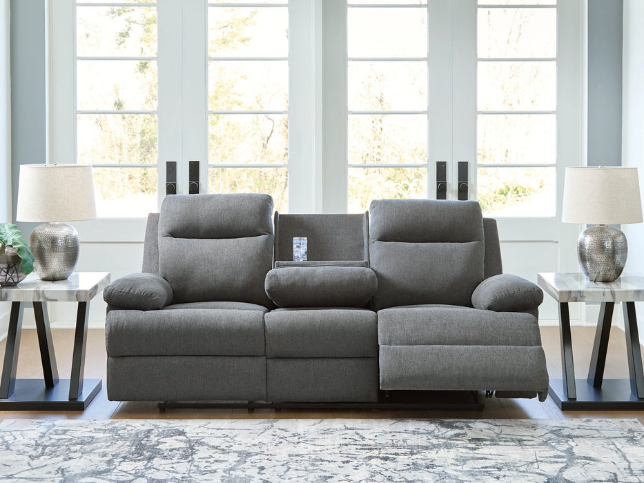 Side-Swipe Reclining Sofa with Drop Down Table - U&U Home Budget Furniture (Carteret, NJ)