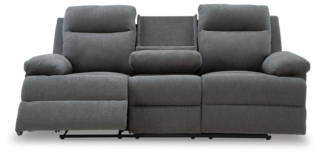 Side-Swipe Reclining Sofa with Drop Down Table - U&U Home Budget Furniture (Carteret, NJ)