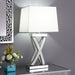 Dominick Table Lamp with Rectange Shade White and Mirror - U&U Home Budget Furniture (Carteret, NJ)