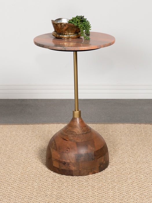 Colima Round Wood Top Side Table Peach - U&U Home Budget Furniture (Carteret, NJ)
