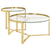 Delia 2-piece Round Nesting Table Clear and Gold - U&U Home Budget Furniture (Carteret, NJ)