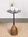 Ophelia Round Marble Top Side Table Black - U&U Home Budget Furniture (Carteret, NJ)