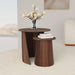 Yency 2-piece Round Mango Wood Nesting Table Set Dark Brown - U&U Home Budget Furniture (Carteret, NJ)