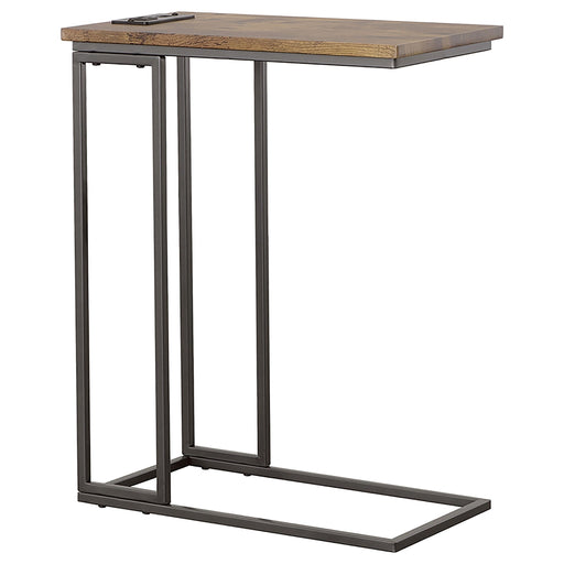 Rudy Snack Table with Power Outlet Gunmetal and Antique Brown - U&U Home Budget Furniture (Carteret, NJ)