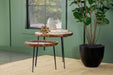 Nuala 2-piece Round Nesting Table with Tripod Tapered Legs Honey and Black - U&U Home Budget Furniture (Carteret, NJ)