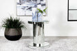 Dorielle Crystal Inlay Round Top Accent Table Mirror - U&U Home Budget Furniture (Carteret, NJ)