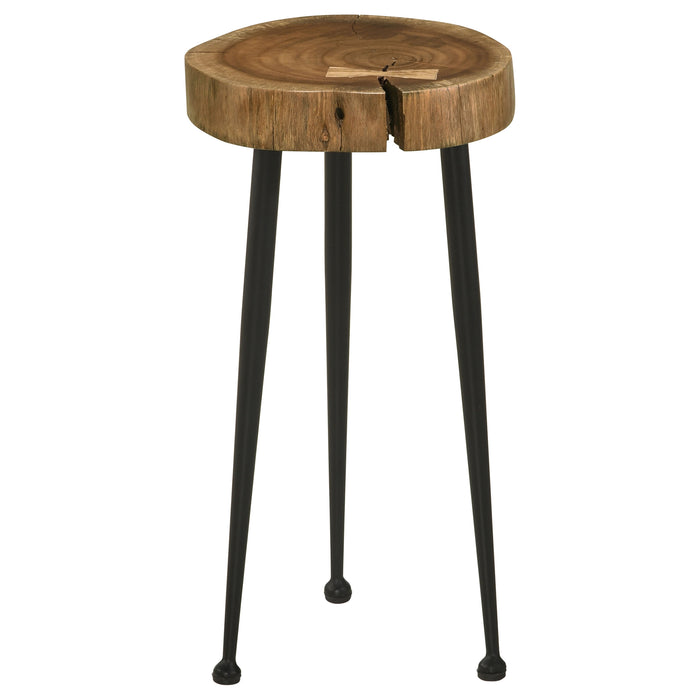 Keith Round Wood Top Side Table Natural and Black - U&U Home Budget Furniture (Carteret, NJ)