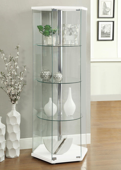 Traditional Glass Hexagon Curio Cabinet - U&U Home Budget Furniture (Carteret, NJ)