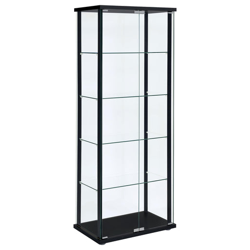 Delphinium 5-shelf Glass Curio Cabinet Black and Clear - U&U Home Budget Furniture (Carteret, NJ)