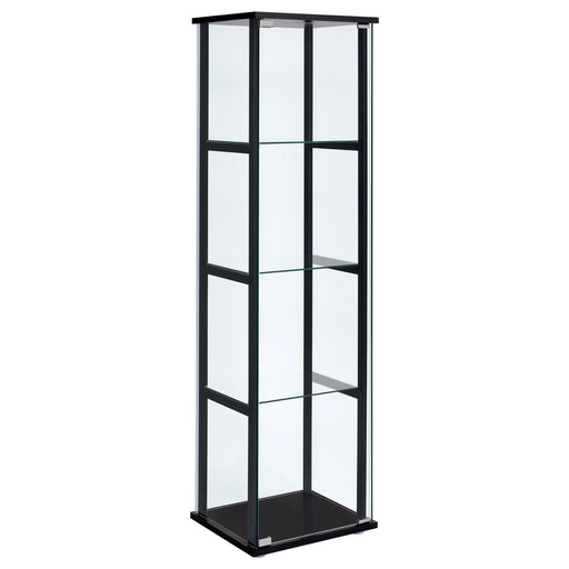 Cyclamen 4-shelf Glass Curio Cabinet Black and Clear - U&U Home Budget Furniture (Carteret, NJ)