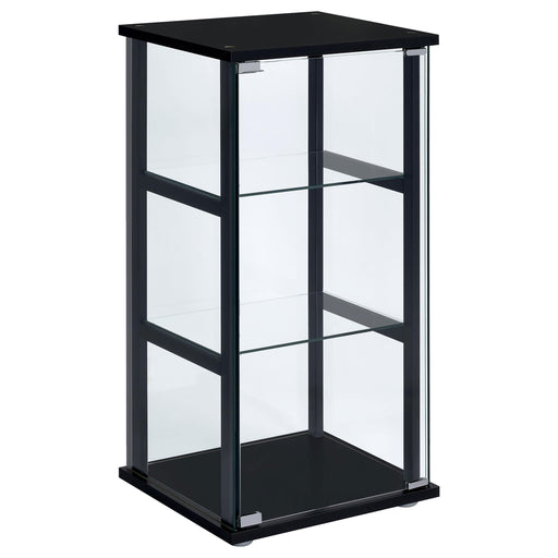 Cyclamen 3-shelf Glass Curio Cabinet Black and Clear - U&U Home Budget Furniture (Carteret, NJ)