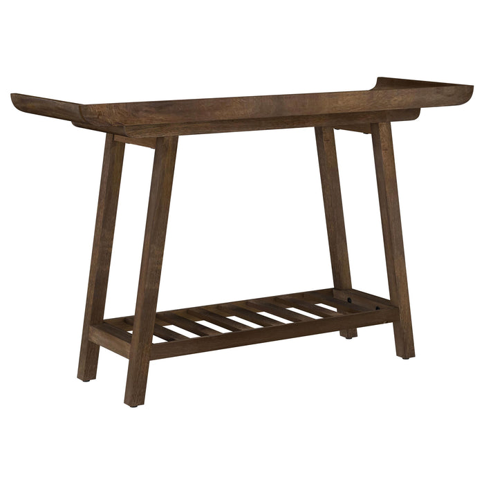 Ornelas 46-inch Console Table with Slatted Shelf Mango Brown - U&U Home Budget Furniture (Carteret, NJ)