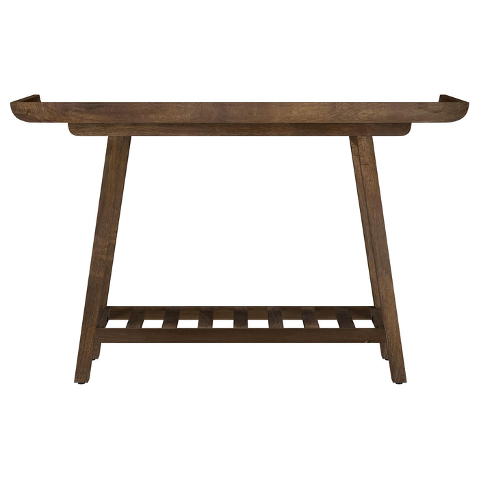 Ornelas 46-inch Console Table with Slatted Shelf Mango Brown - U&U Home Budget Furniture (Carteret, NJ)