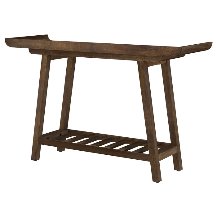 Ornelas 46-inch Console Table with Slatted Shelf Mango Brown - U&U Home Budget Furniture (Carteret, NJ)