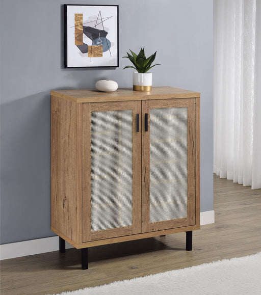 Teller 2-door Shoe Storage Cabinet Natural Oak - U&U Home Budget Furniture (Carteret, NJ)