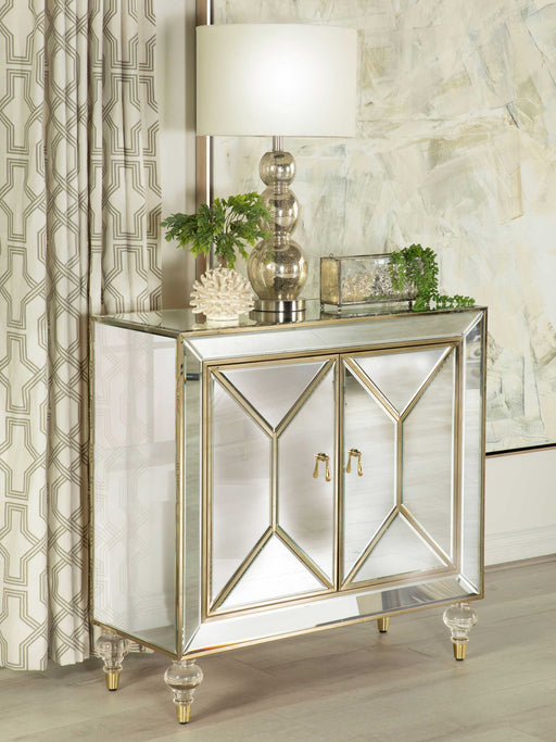 Lupin 2-door Accent Cabinet Mirror and Champagne - U&U Home Budget Furniture (Carteret, NJ)