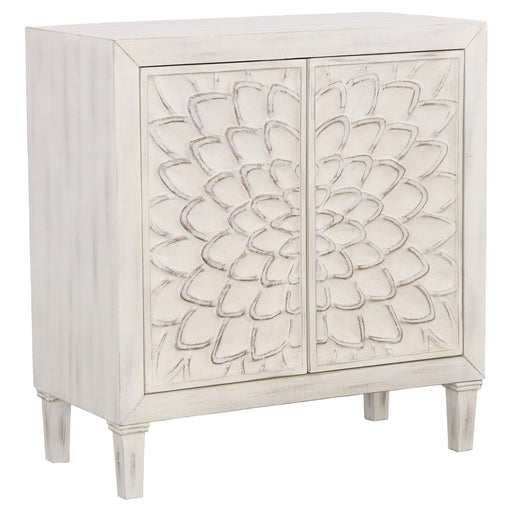 Clarkia Accent Cabinet with Floral Carved Door White - U&U Home Budget Furniture (Carteret, NJ)