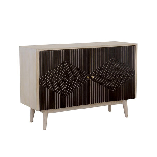 Ixora 2-door Accent Cabinet White Washed and Black - U&U Home Budget Furniture (Carteret, NJ)