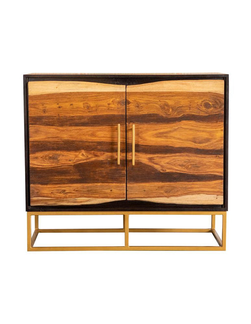 Zara 2-door Accent Cabinet Black Walnut and Gold - U&U Home Budget Furniture (Carteret, NJ)