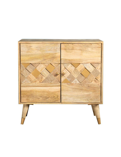 Alyssum Checkered Pattern 2-door Accent Cabinet Natural - U&U Home Budget Furniture (Carteret, NJ)