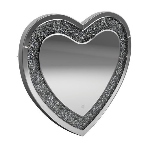 Aiko Heart Shape Wall Mirror Silver - U&U Home Budget Furniture (Carteret, NJ)