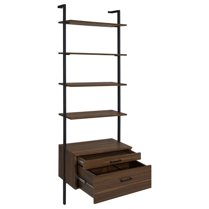 Owens 3-piece 96-inch Wall Mounted Bookshelf Set Walnut - U&U Home Budget Furniture (Carteret, NJ)