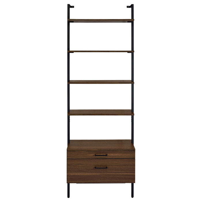 Owens 3-piece 96-inch Wall Mounted Bookshelf Set Walnut - U&U Home Budget Furniture (Carteret, NJ)