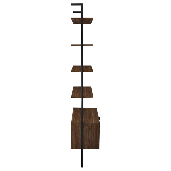 Owens 96-inch 4-shelf Storage Wall Bookshelf Walnut - U&U Home Budget Furniture (Carteret, NJ)