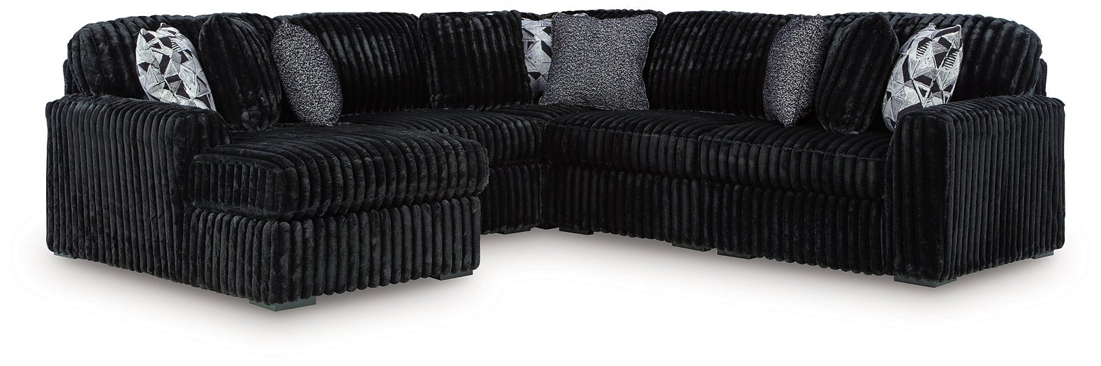 Midnight-Madness Sectional with Chaise - U&U Home Budget Furniture (Carteret, NJ)