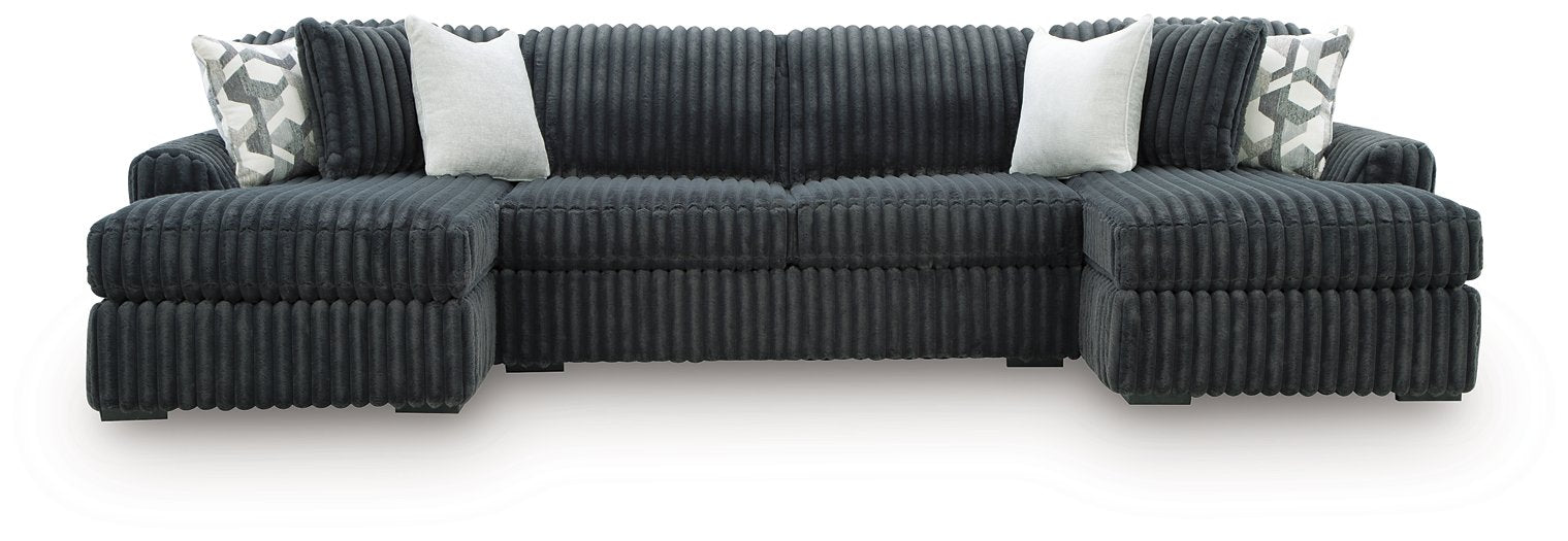 Midnight-Madness Double Chaise 3-Piece Sectional - U&U Home Budget Furniture (Carteret, NJ)