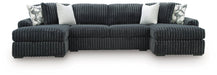Midnight-Madness Double Chaise 3-Piece Sectional - U&U Home Budget Furniture (Carteret, NJ)