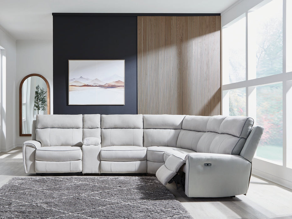 Social Pointe Reclining Sectional with Storage Console - U&U Home Budget Furniture (Carteret, NJ)