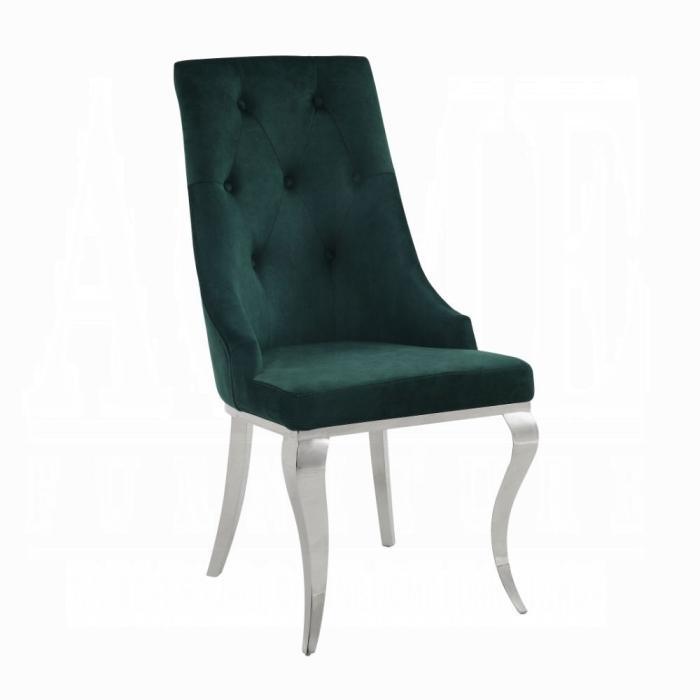 Dekel Green Fabric & Stainless Steel Side Chair - U&U Home Budget Furniture (Carteret, NJ)
