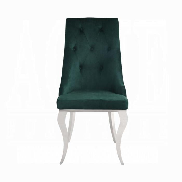 Dekel Green Fabric & Stainless Steel Side Chair - U&U Home Budget Furniture (Carteret, NJ)