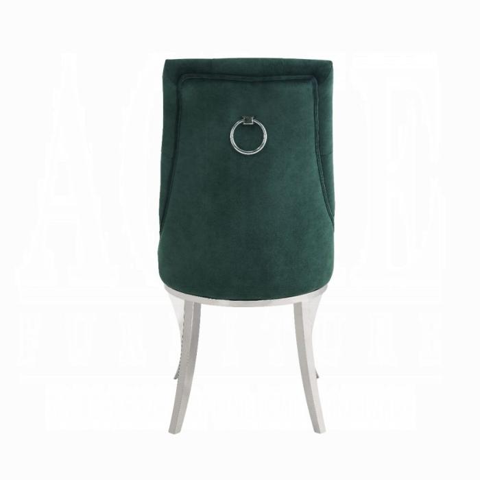Dekel Green Fabric & Stainless Steel Side Chair - U&U Home Budget Furniture (Carteret, NJ)