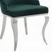 Dekel Green Fabric & Stainless Steel Side Chair - U&U Home Budget Furniture (Carteret, NJ)